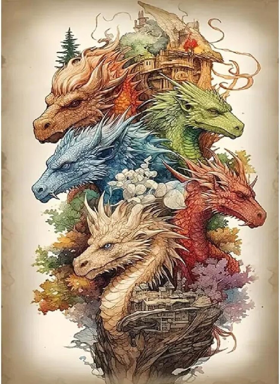 Dragon Diamond Painting Kit for Adults – 5D DIY Full Drill Colorful Dragon Diamond Art for Beginners, Crystal Rhinestone Diamond Dots Gem Craft Kit for Home Wall Decor, 12x16 Inch